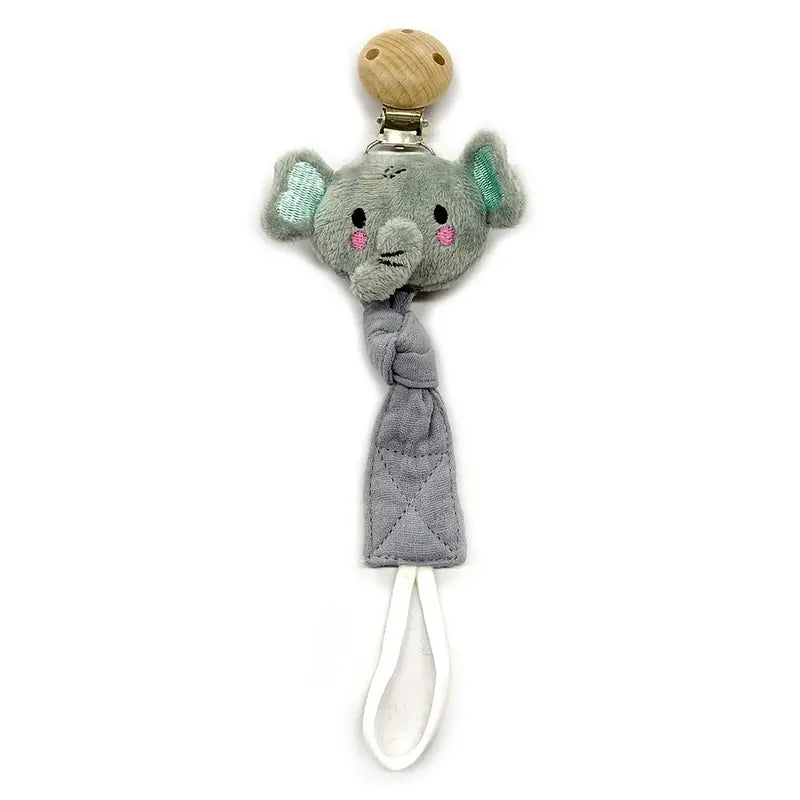 Plush Animal Pacifier Holder, Handmade Wooden Clip, Cotton Fabric Pacifier Holder,al