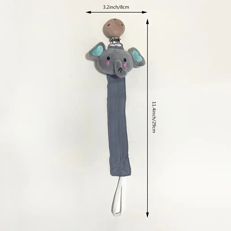 Plush Animal Pacifier Holder, Handmade Wooden Clip, Cotton Fabric Pacifier Holder,al