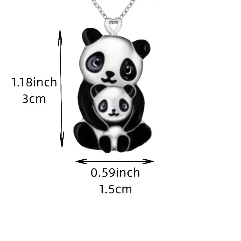 Necklace - Vintage Mother and Child Panda