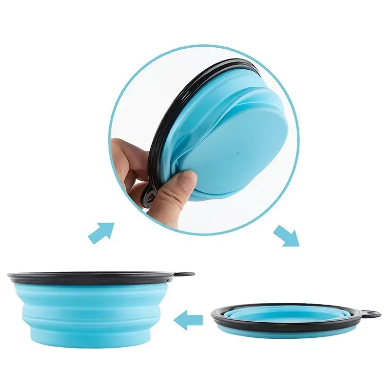 Pet Bowl, Portable Food/ Water Bowl, Folding with Clasp Hook