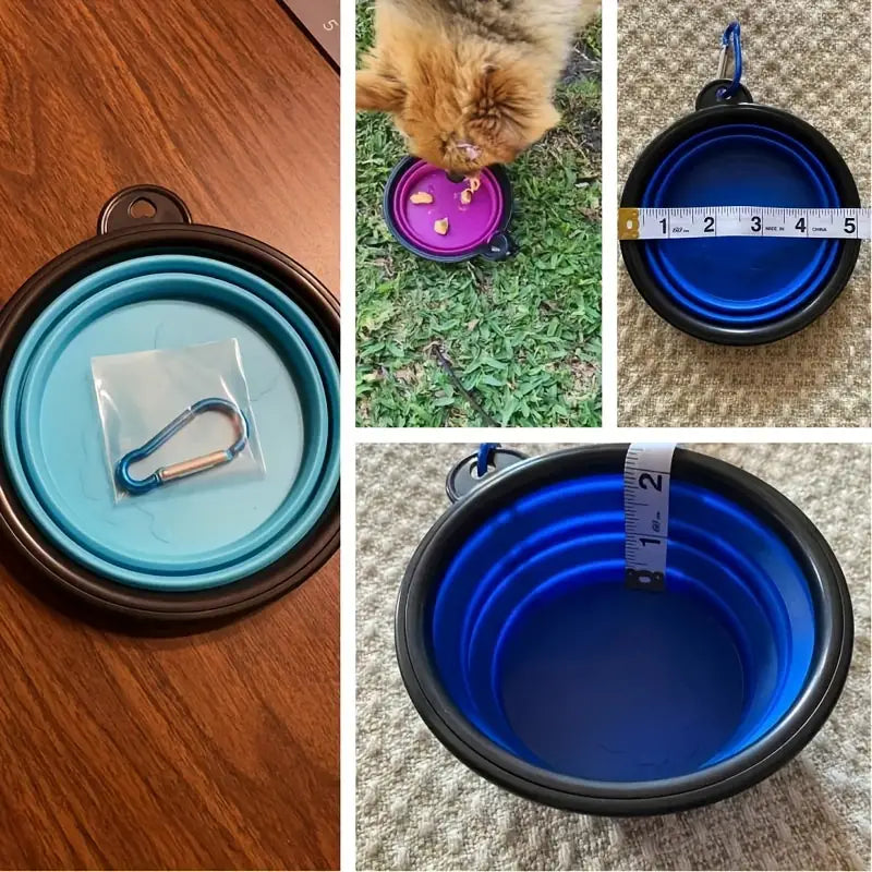 Pet Bowl, Portable Food/ Water Bowl, Folding with Clasp Hook