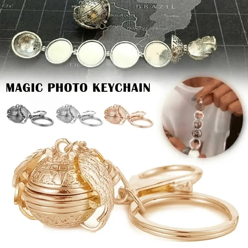 Photo Multi - Frame Folding Keychain - Silver Color