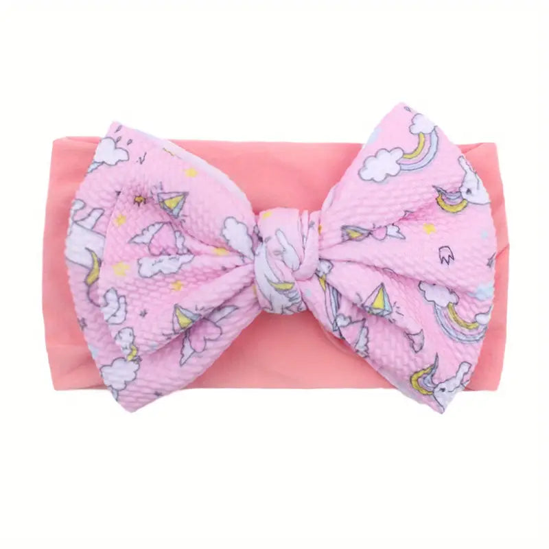 Super Cute - Printed Pink Big Bow Knot - Nylon