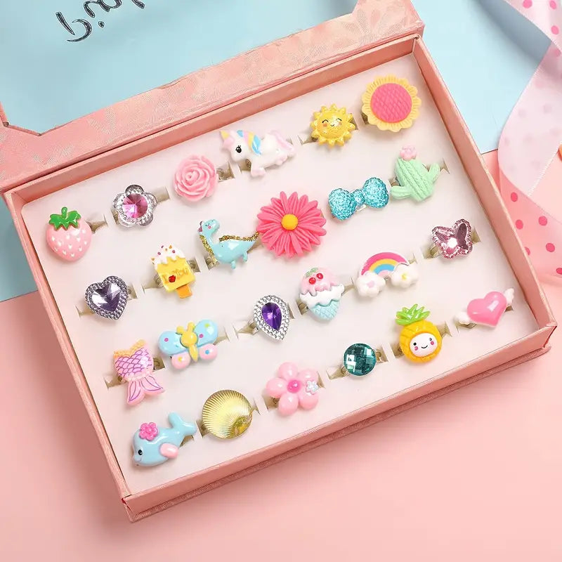 Little Girl Ring - Jewelry Box of Various Designs and Adjustable Band