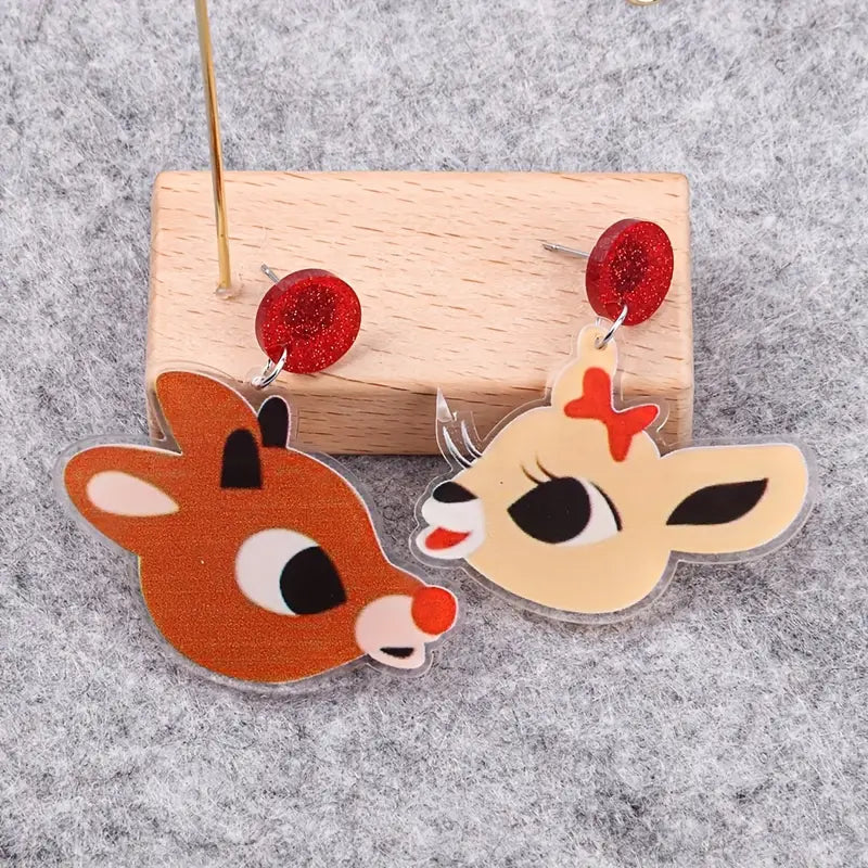 Rudolph and Clarice - Reindeer Vintage Earrings