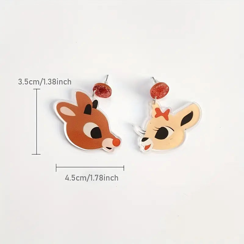 Rudolph and Clarice - Reindeer Vintage Earrings