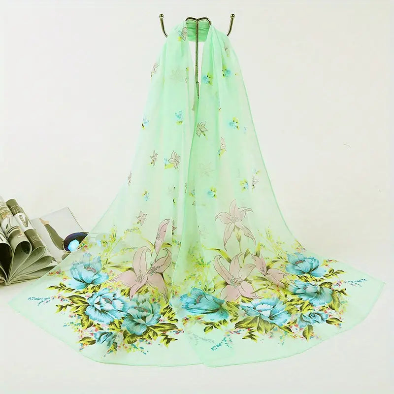 Vintage Voile Mosaic Butterfly Gradient Women's Scarf