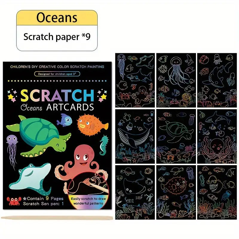 Child's Scratch Painting Book - Mermaid or Unicorn