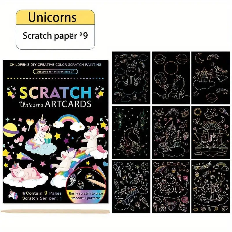Child's Scratch Painting Book - Mermaid or Unicorn