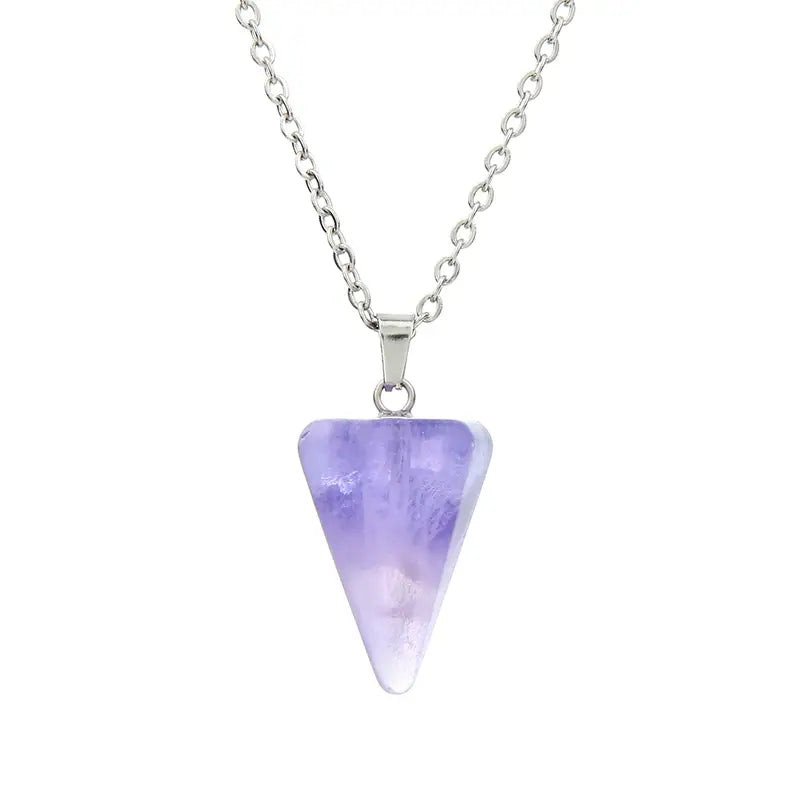 Gorgeous Natural Stone Water Drop Cone Pendant Necklace