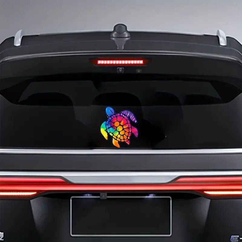 2 Reflective Turtle Rainbow Vinyl Car / Window Decals
