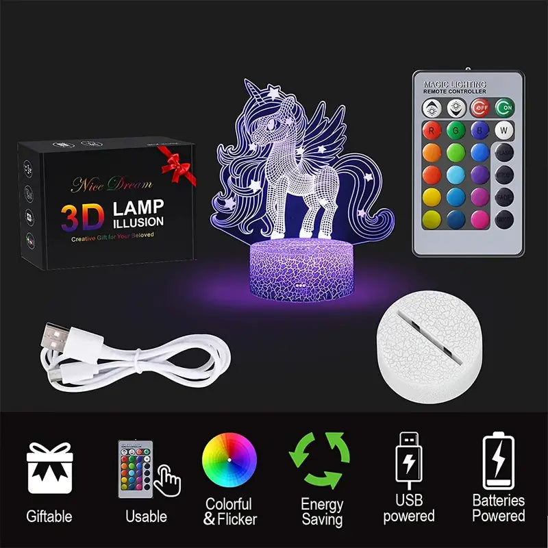 Unicorn 3D Illusion Nightlight