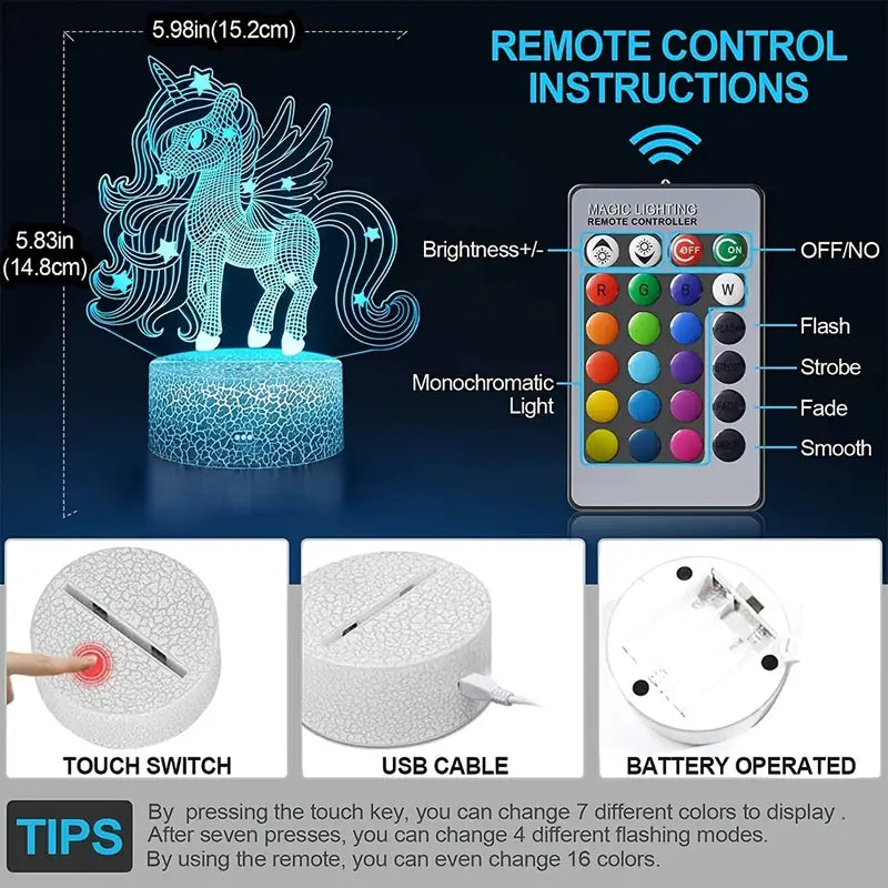 Unicorn 3D Illusion Nightlight