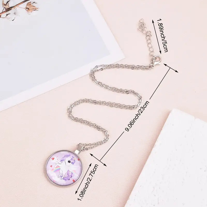 Unicorn Round Pendant Child's Necklace