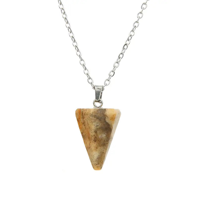Gorgeous Natural Stone Water Drop Cone Pendant Necklace