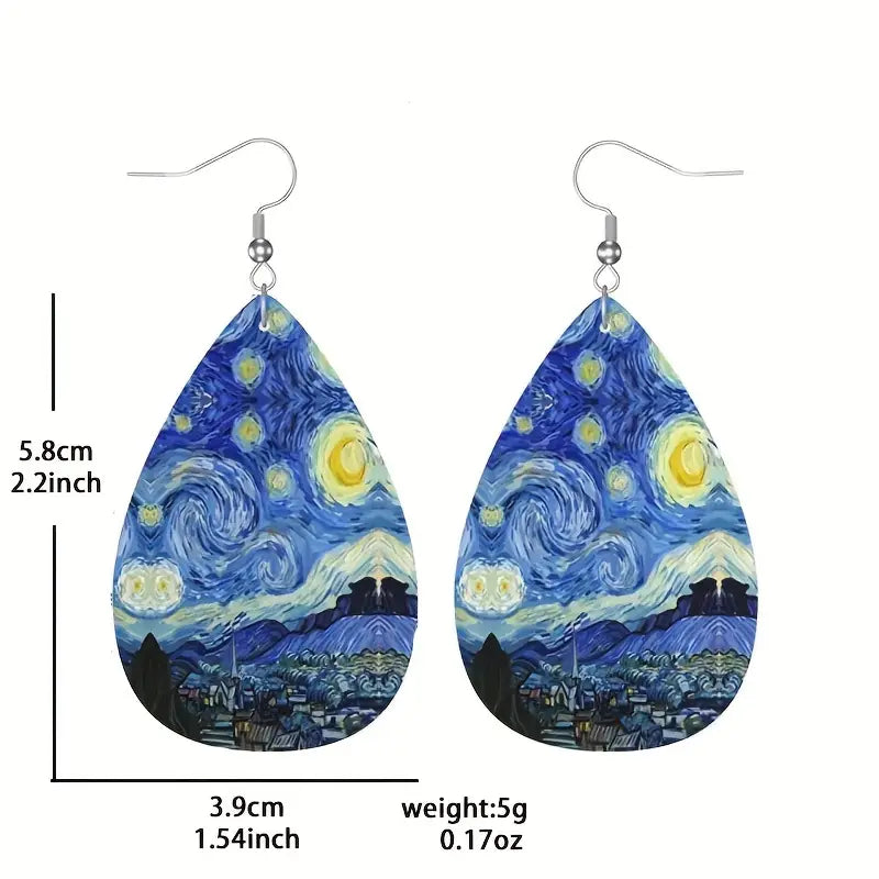 Van Gogh Starry Night Printed Earrings