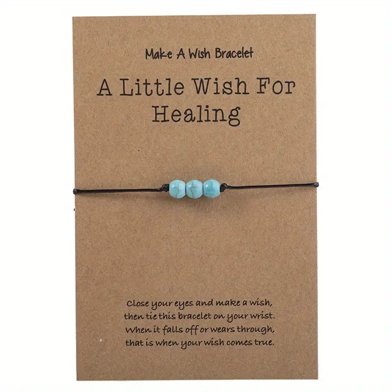 "A Little Wish For Healing" - Tiny Bead Bracelet - Turquoise