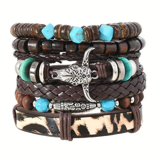 6 piece Vintage Western Cowboy Style Beaded Bracelets