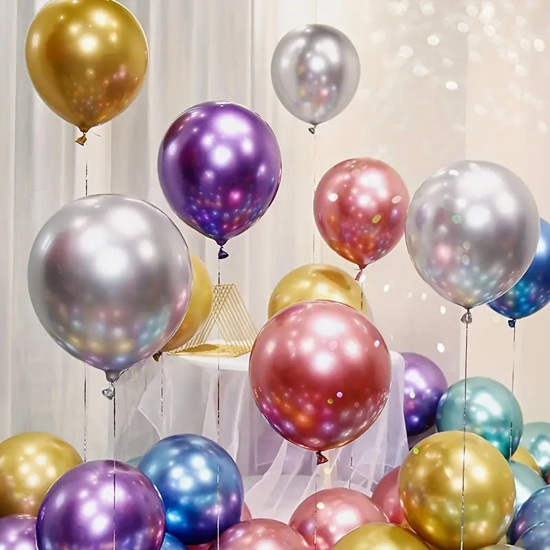 10 Metallic Look Latex Balloons