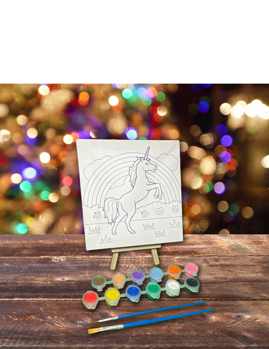 Unicorn Paint set with Wood Easel - 3 piece set