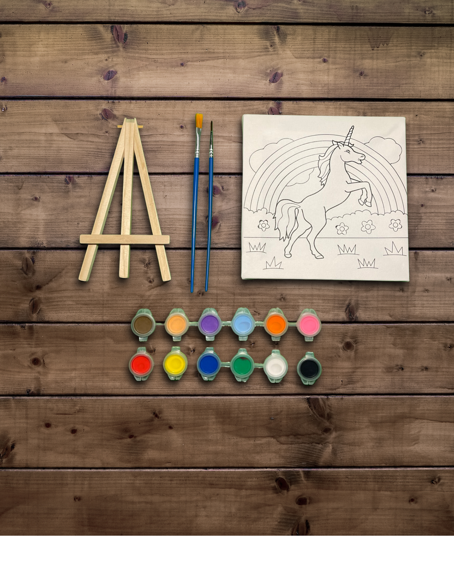 Unicorn Paint set with Wood Easel - 3 piece set