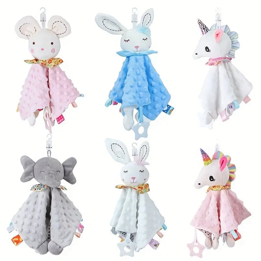 Baby Soothing Toy Blanket with Rattle and Teether