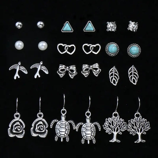 Boho Dangle Earrings - 12 Pair Set