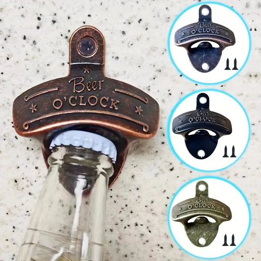 Wall-Mounted Bottle Opener - "Beer O'Clock Somewhere"