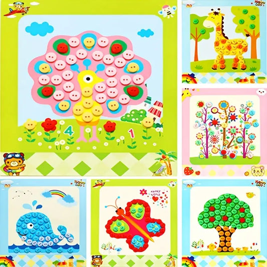 5 Pictures - Button  Art Craft