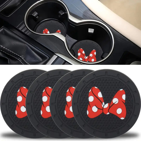 Adorable Black with Iconic Red Poke-A-Dot Bow - Cup Coaster Inserts -  2 pc Set