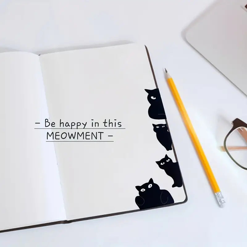 Adorable Magnetic Black Cat Bookmark Set - 6 Pieces