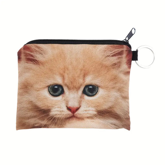 Pouch - Cat Print with Zipper -  Lightweight