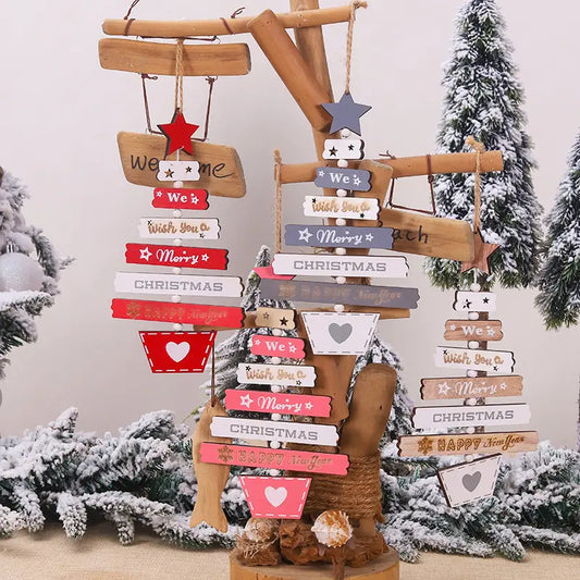 We Wish You a Merry Christmas - Wooden Christmas Tree with Star