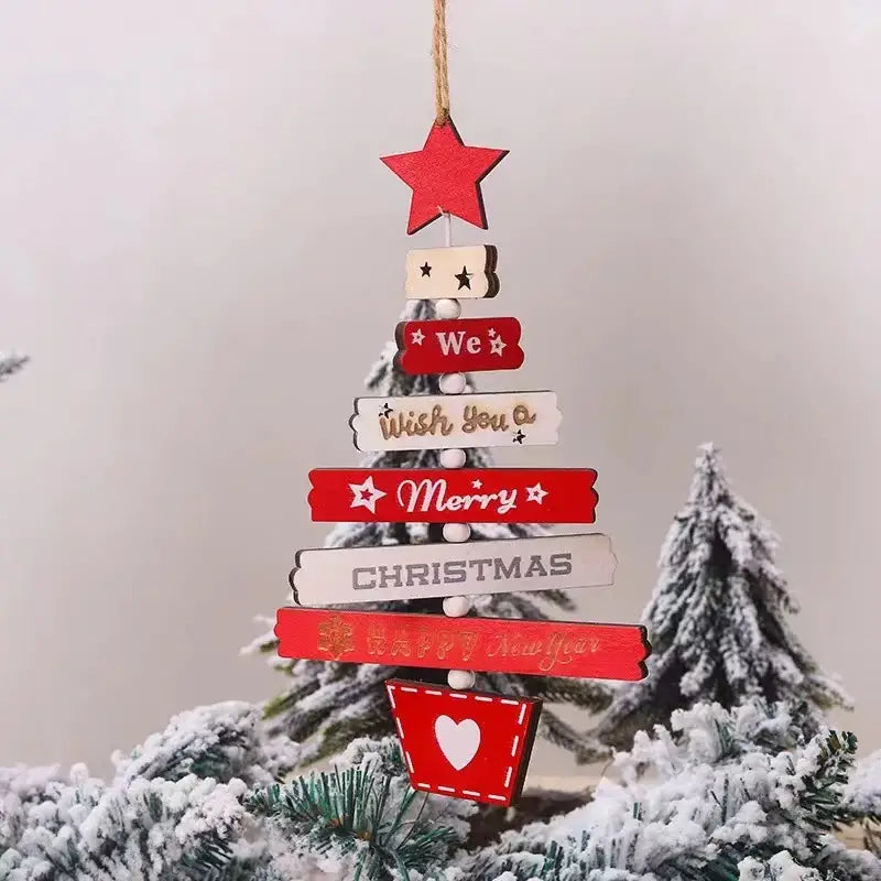 We Wish You a Merry Christmas - Wooden Christmas Tree with Star