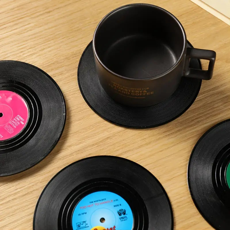 Coasters - 6 pcs Retro Record Design Coasters