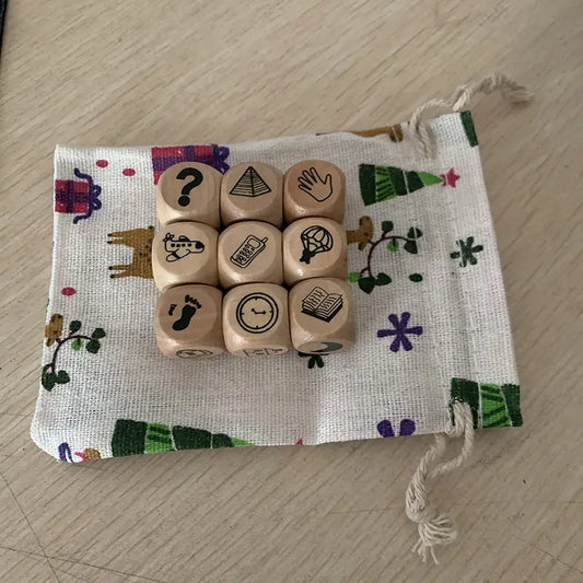 9 pc Storytelling Dice Set with Festive Bag