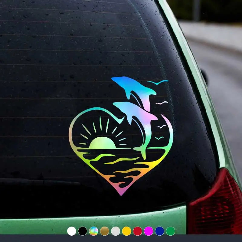 Dolphins Sunset on the Water - Car Sticker