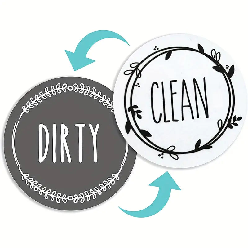 Round Dishwasher Magnetic Clean Dirty Sign, Universal Double-Sided Clean Dirty Magnet For Dishwasher Or Refrigerator