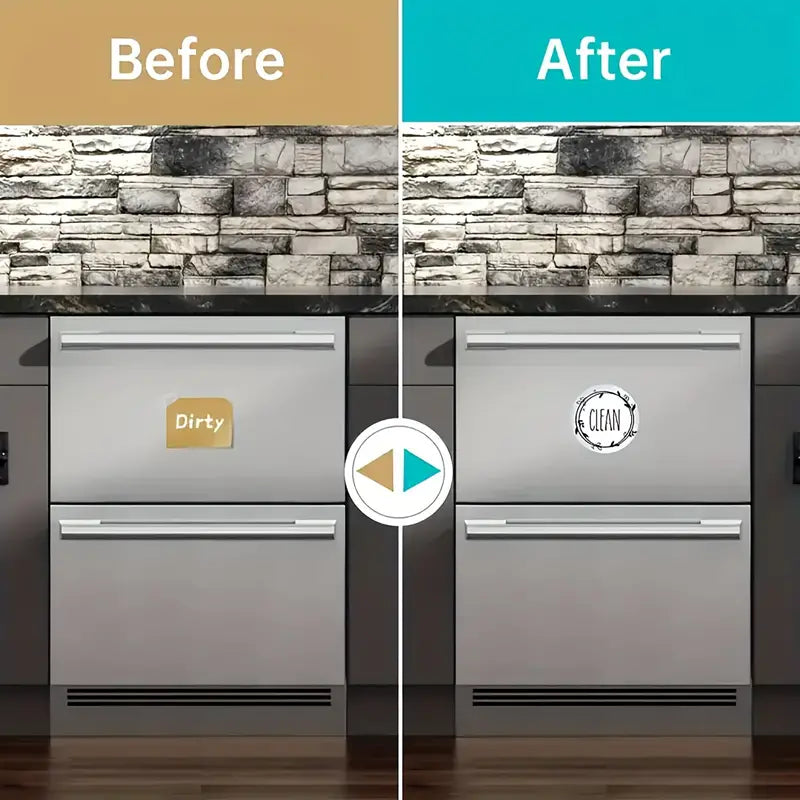 Round Dishwasher Magnetic Clean Dirty Sign, Universal Double-Sided Clean Dirty Magnet For Dishwasher Or Refrigerator