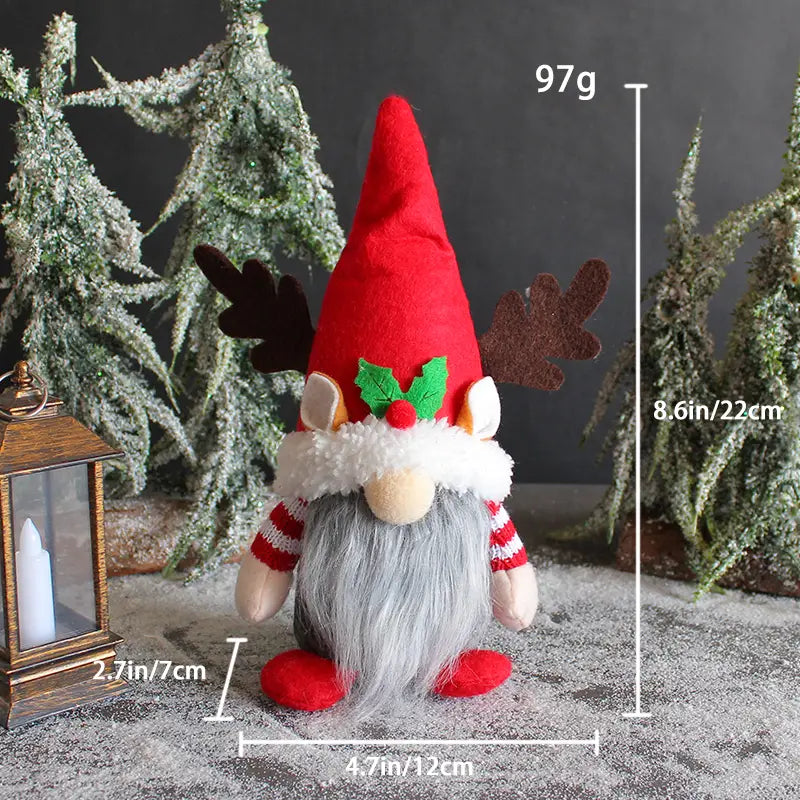 Christmas Antler Gnome Doll Ornament Couple Doll Window Decoration Dol