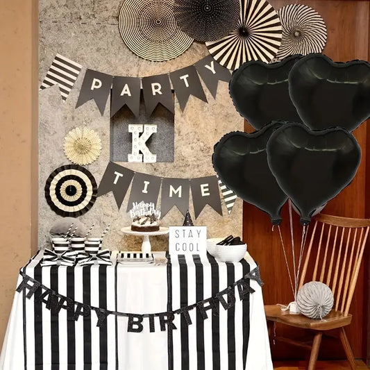 18" Black Gothic Heart Shaped Balloons