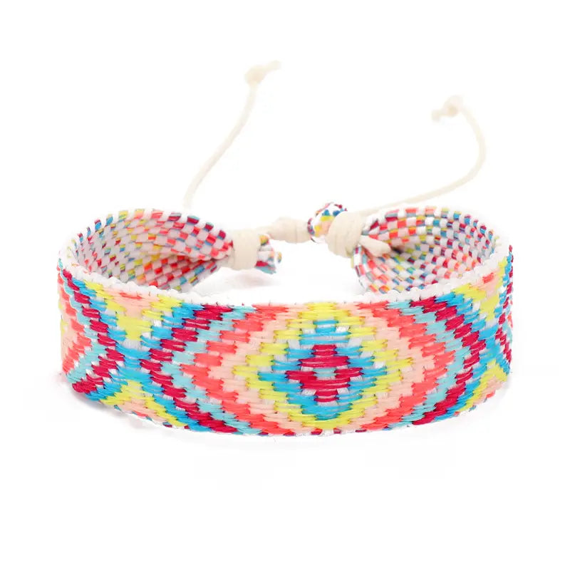 Handmade Bracelet - Retro Friendship Bracelet - Argyle Plaid - Cotton Rope