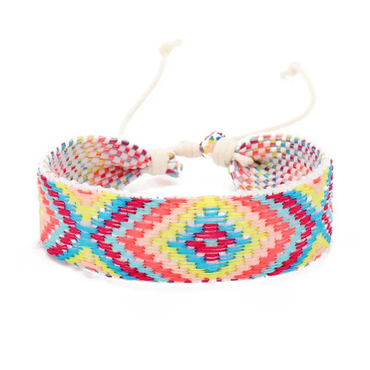 Handmade Bracelet - Retro Friendship Bracelet - Argyle Plaid - Cotton Rope