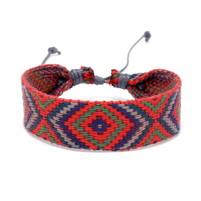Handmade Bracelet - Retro Friendship Bracelet - Argyle Plaid - Cotton Rope