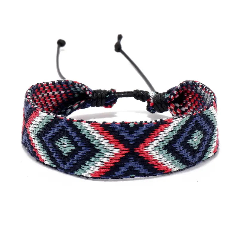 Handmade Bracelet - Retro Friendship Bracelet - Argyle Plaid - Cotton Rope