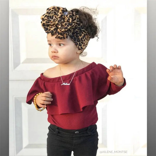 Soft Nylon Leopard Bow Headband for Baby - Child