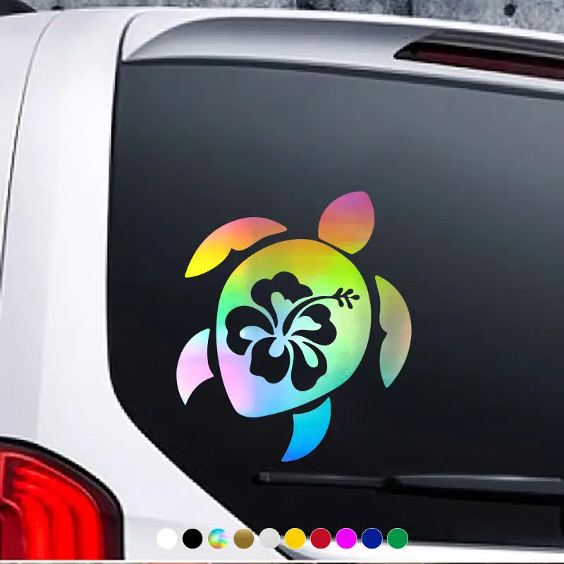 Beautiful Turtle with Hibiscus Flower Decal - Extra Extra Large - Multicolor