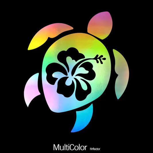 Beautiful Turtle with Hibiscus Flower Decal - Extra Extra Large - Multicolor