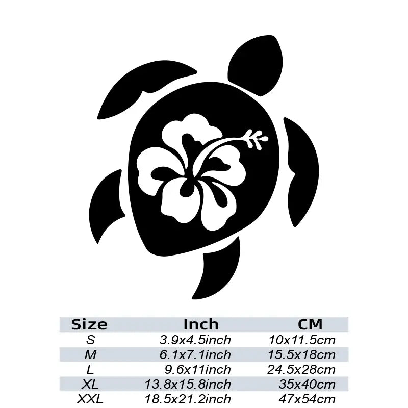 Beautiful Turtle with Hibiscus Flower Decal - Extra Extra Large - Multicolor