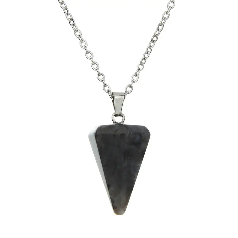 Gorgeous Natural Stone Water Drop Cone Pendant Necklace
